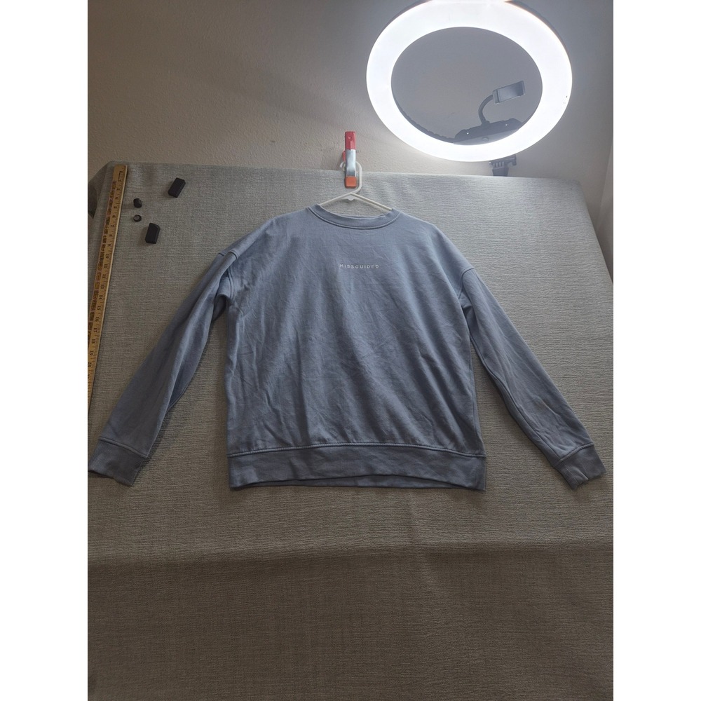 Missguided Oversized Sweatshirt Womens 4 Blue Fleece Lined Drop Shoulder Winter